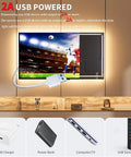 Dotless USB Powered LED Strip Lights 5V Dimmable 3000K Warm White 6.56ft TV backlight illustrating power sources