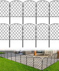 Decorative Garden Fence Panels 24 Inch High By 13 Inch Wide Diamond Mesh Rustproof Metal Animal Barrier And Landscape Border 10 Pack displayed outdoors