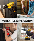 Four power drills using Tamper-Proof T25 Torx Bit Set With Case, 10-Piece Security Star Bits in various applications.