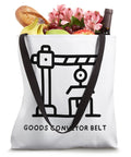 Industrial Conveyor Belt Tote Bag With Dope Urban Vibe And Durable Canvas For Everyday Carry filled with groceries.