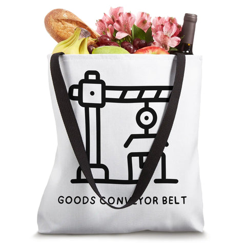 Industrial Conveyor Belt Tote Bag With Dope Urban Vibe And Durable Canvas For Everyday Carry filled with groceries.