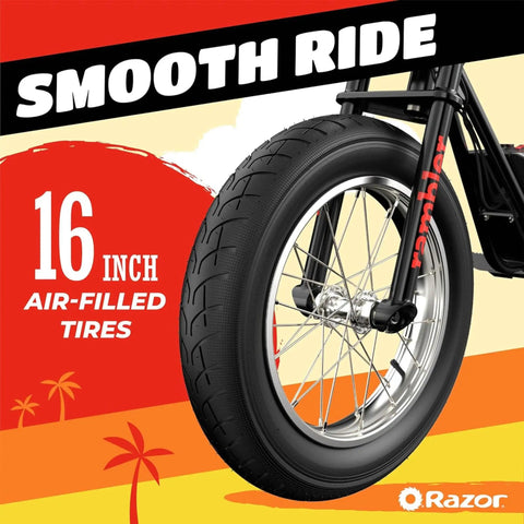 Front wheel of Dope Electric Minibike For Teens And Adults With 350W Motor 36V Battery 16 Inch Tires Up To Fifteen And A Half MPH