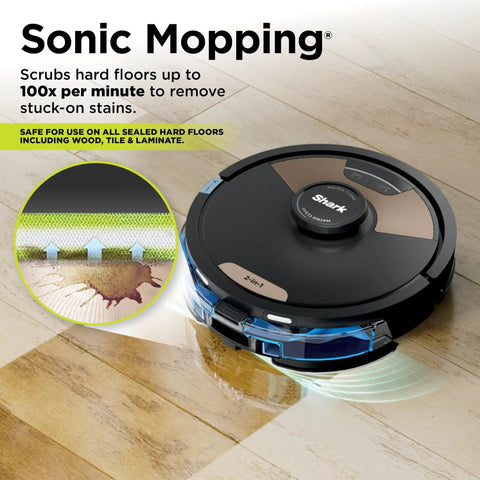 Black and gold Matrix Plus 2in1 Robovac And Mop With Sonic Mopping Matrix Clean Smart Home Mapping HEPA Bagless Self Empty Base