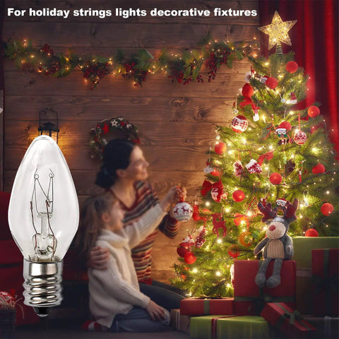 15W Himalayan Salt Lamp Bulbs 12 Pack Dimmable E12 Base Replacement with Christmas tree and family scene