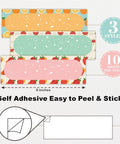 30 Pcs Self Adhesive Name Stickers Set With Bright Orange Strawberry Watermelon Theme For Students Desk Tags For Classrooms