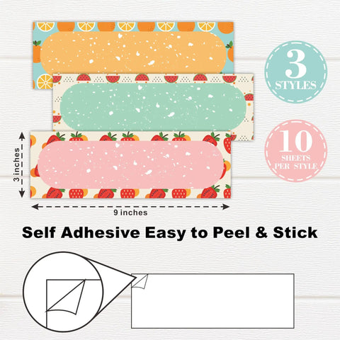 30 Pcs Self Adhesive Name Stickers Set With Bright Orange Strawberry Watermelon Theme For Students Desk Tags For Classrooms