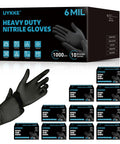 UYKKE black nitrile gloves, heavy-duty 6 mil, disposable, 1000 pcs box set