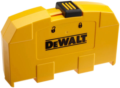 Yellow storage case for 10-Piece SDS Plus Rock Carbide Anchor Drive Installation Kit For No-Fuss Quick-Change Drilling And Driving With U-Flute Debris Clearing Hex Shank Interlock Auto-Disengage Drive To Stop Overdriving Built For Long-Lasting Performance.