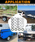 Trailer Axle Hub Bearings Kit For 3500 Lbs 1 3 8 Inch To 1 1 16 Inch D Style Tapered Spindles With Tang Washers Grease Seals And Cotter Pins 4 Sets Ready To Roll L68149 L44649 application with trailers and boats