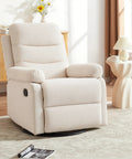 Rocking Recliner Chair With 360 Degree Swivel Glider And Manual Recline, Corduroy Fabric Upholstery in living room