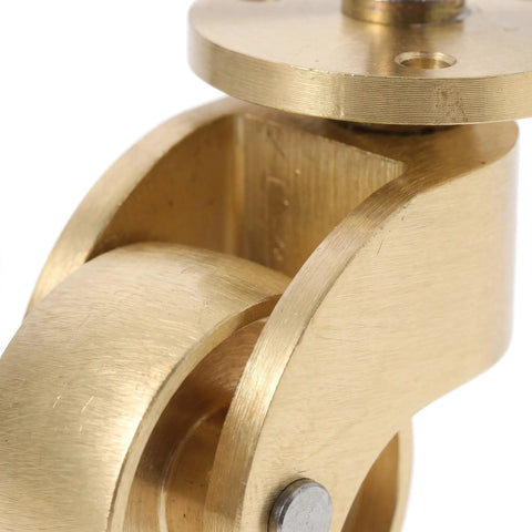 Close-up of Heavy Duty Vintage Brass Swivel Caster Wheel showing solid brass construction and smooth finish.