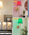 Set Of 2 Dimmable Wall Sconces With Remote Control Plug In Indoor Not Hardwired Mid Century Modern Gold 21 Inch Wall Lamps