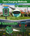 Animal Repeller Outdoor With PIR Sensor And Solar Power Cat And Deer Deterrent With 360 Degree Coverage For Garden Yard Farm Keeps Pests Out, green solar stake, 39.37 inch