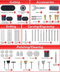 Shall 508-piece rotary tool kit with case; includes cutting, grinding, drilling, carving, engraving bits.