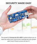 EVL 4EZR IP Security Interface Module for DSC and Honeywell Alarm Systems Alexa Compatible held in hand