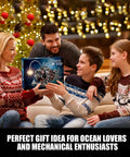 Mechanical Angler Fish Building Set With Light For Home Office Decor And Ocean Themed Lit Fun Lantern Fish Toy Lego Compatible Sea Creature STEM Gift Idea For Adults And Teens 1038 Piece Set, family holding box