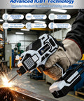 Compact 110V MMA Welder With LCD Display And IGBT Inverter Portable Arc Welder Gun in workshop emitting sparks