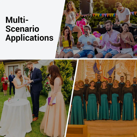 Wireless Microphone System With Four Channel UHF Handheld Mics For Karaoke Parties Church Weddings Long Range 60 Meters