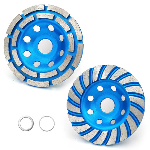 2-Piece Diamond Concrete Grinding Cup Wheel Set, 115mm (4-1/2 Inch), Double Row Plus Turbo Row Segments, Fits 7/8 Inch Arbor