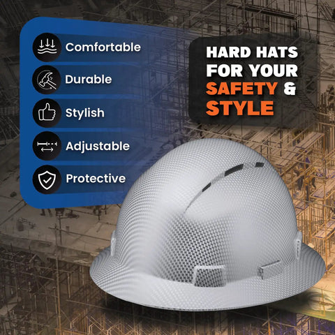 Vented Full Brim Hard Hat With Padded Comfort In Blue Banshee For Construction OSHA Approved Head Safety Helmet For Men