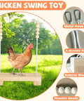 Chicken on 40cm Natural Wooden Chicken Swing Perch With Iron Monkey Decoration And Durable Rope For Hens And Backyard Birds