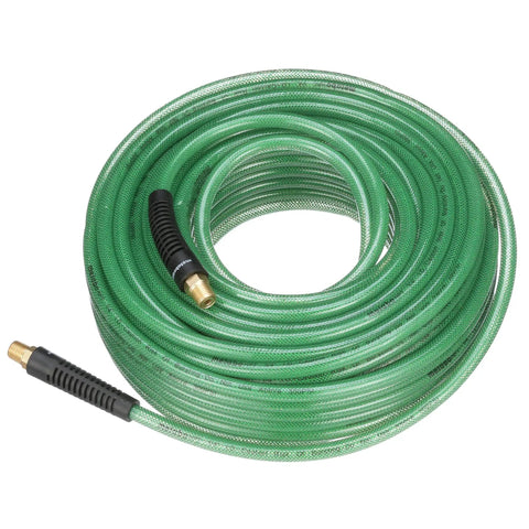 Pro Grade One Quarter Inch By One Hundred Foot Polyurethane Air Hose 300 PSI Cold Weather Flexible Spiral Reinforced Kink Resistant