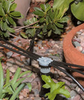 Six Port Drip Irrigation Manifold with Unregulated Free Flow for Easy Backyard Watering Connects Six Tubes to a One Half Inch Riser