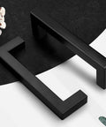Matte Black Cabinet Handles 5 Pack 4 Inch Hole Center 102mm Stainless Steel Square Bar Drawer Pulls on white and black surface