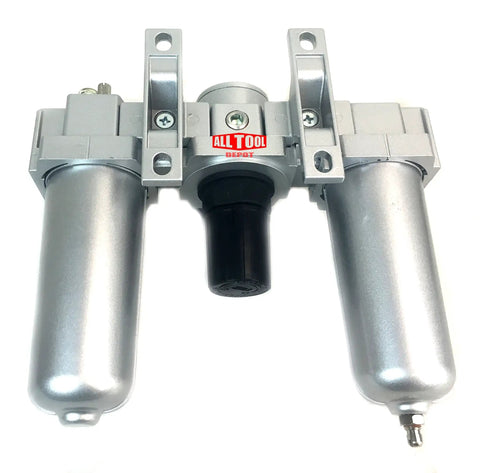 Heavy Duty Three Quarter Inch FRL Air Control Unit With Manual Drain, 0.05 Micron Filter, Regulator, Lubricator