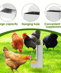 Durable Outdoor Premium Galvanized Steel Oyster Shell And Chicken Grit Feeder Featuring Roomy Hopper Auto Gravity Dispenser with chickens.
