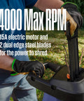 Person using Corded Electric Wood Chipper Shredder Be The Yard Boss With 1.7 Inch Capacity And 15 Amp Motor, inserting branch