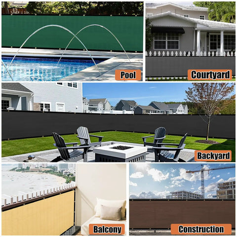 Heavy Duty Privacy Screen Fence Net 8 Ft By 50 Ft Black Mesh for backyard, pool, courtyard, balcony, construction sites
