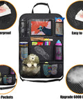 Backseat Organizer With 10 Inch Table Holder And Nine Storage Pockets, mesh pockets, waterproof material, easy to clean