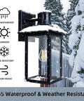 Motion Sensor Outdoor Wall Lanterns With Dusk To Dawn Feature, Waterproof Porch Lights, E26 Socket, PIR Activated, Pack Of 2 in snow