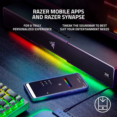 Next Level PC Gaming Soundbar And Wired Subwoofer With Dual Drivers Delivering Sick Bass THX Spatial 7.1 Surround Sound Setup That Will Blow Out Your Speakers In Classic Black