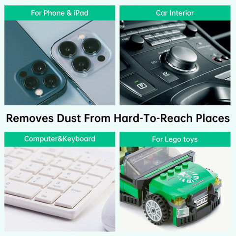 Disposable Compressed Air Duster for Computers and Keyboards, 10 Oz, 1 Pack, used for phones, car interiors, keyboards, and toys.