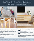 Ash Wood Furniture Legs With Gold Caps Set Of 4 Complete Install Kit displayed with sofas and tables in a modern room.