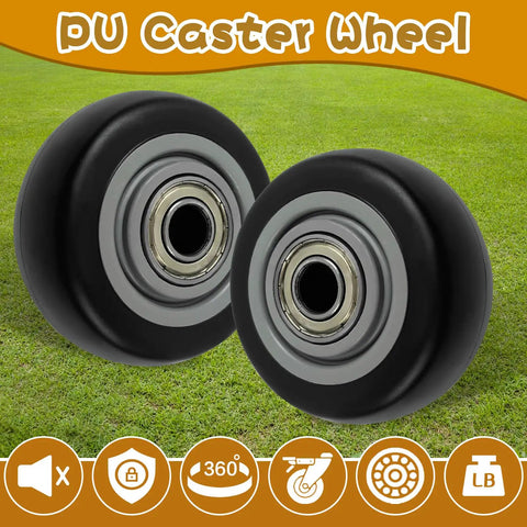 3 Inch Heavy Duty Caster Wheels For Push Carts And Platform Trucks Featuring Smooth Rolling Polyurethane Treads on grass.