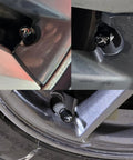 Premium Tire Valve Stem Caps For Tesla Models 3 S X Y Leakproof Aluminum Caps With Rubber O Rings Matte Black Finish 4 Pack installed