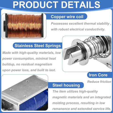 12V DC Solenoid Electromagnet With 20mm Stroke And 50N Hold Force Push Pull Type Open Frame Linear Motion Actuator For Automation Projects Durable Copper Coil Easy Install with copper coil, stainless springs, steel housing