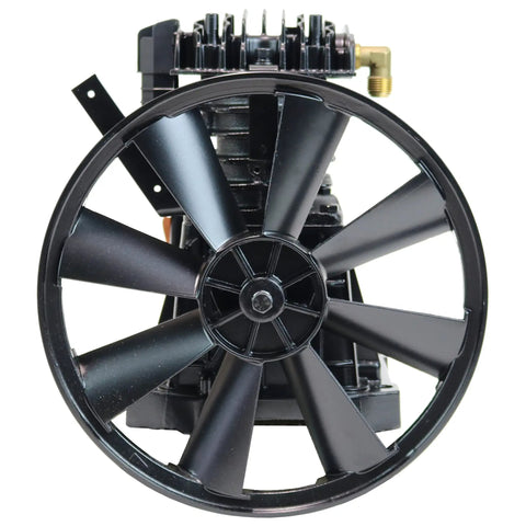 Front view of pumping unit with flywheel replacement for EC2510E air compressor, showing robust metal flywheel.