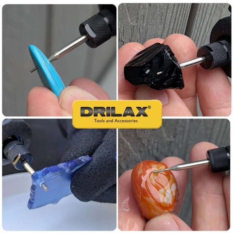 Drilax diamond drill bits set for stone and glass, 30 pcs, sizes 1mm–3mm, 1/8 in shank, for Dremel/rotary tools