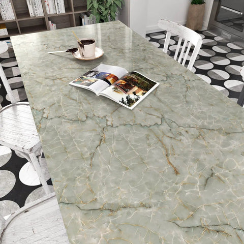 Table with Green Marble Peel And Stick Contact Paper For Countertops And Backsplash Waterproof Vinyl Wallpaper For Kitchen Cabinets
