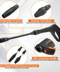 Image showing High Pressure Washer Gun Kit With Turbo Wand And Adjustable Fan Wand From 0 To 60 Degrees Locking Hose Design and features