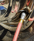 Pro Digital Tire Inflator With Gauge And Backlit 0.1 Display, 36 Inch Hose, Ball Foot Air Chuck With Clip in use on tire