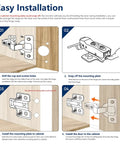 Installation steps for 30 Pack European Kitchen Cabinet Hinges Soft Close Full Overlay Frameless Heavy Duty Concealed Cup Hinges
