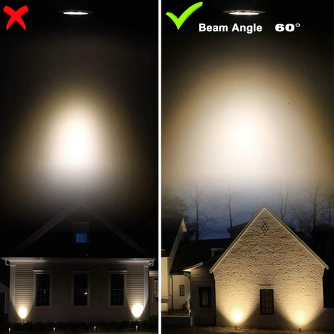 Comparison of incorrect and correct lighting with MR16 LED Bulbs 60 Degree Wide Beam 5W Power Saver Replaces 20W 35W Halogen.