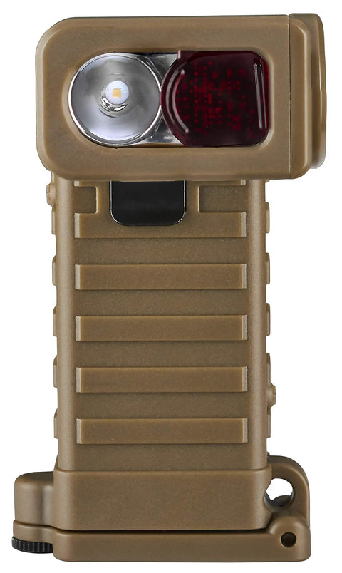 Sidewinder Boot Tactical Light With 2 AA Batteries, 55 Lumen LED, rugged polymer body, IPX7 waterproof, coyote color.
