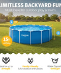 Top Tier 15 Foot Round Above Ground Pool Featuring Lightning Fast Snap Lock Assembly Durable Steel Supports And Smooth Inner Sleeve, 15ft round, 48in deep, backyard fun.