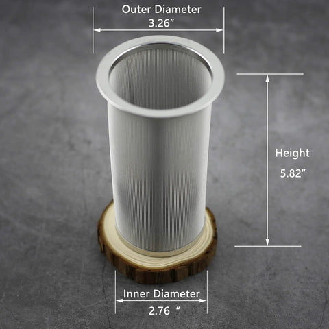 Ultra Fine Stainless Cold Brew Coffee Filter For Wide Mouth Mason Jars with size dimensions, Food Grade 304 Mesh Infuser.